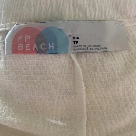 Free People Beach Dress Womens Large Stasia Long Sleeve Cutout Mini Ivory - Picture 8 of 9